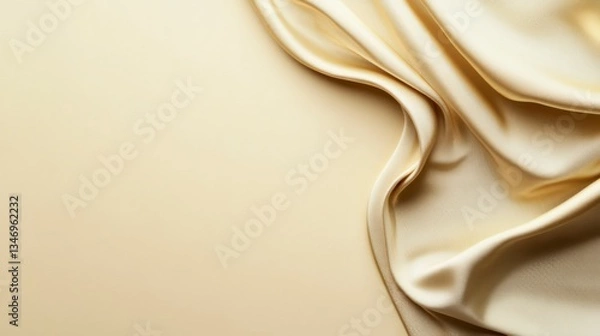 Obraz Pale gold tablecloth from above, smooth texture, elegant sheen, inviting atmosphere, perfect for upscale dining or events