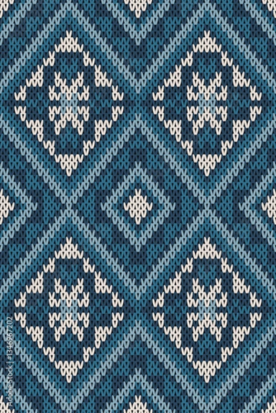 Fototapeta Seamless Ethnic Knitted Pattern with Geometric and Folk-Inspired Motifs