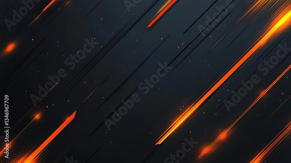 Fototapeta Abstract dynamic background with orange streaks and dark textures, suitable for technology or modern design themes