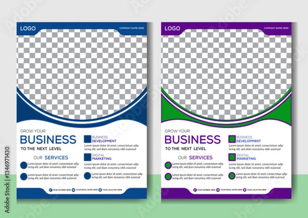 Obraz Creative Abstract Flyer Design Template | Modern Gradient Blue Flyer | Professional Event, Business, Marketing & Invitation Card Design