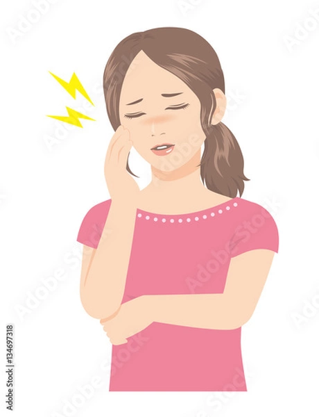 Fototapeta 女性の表情 頭痛 体調不良