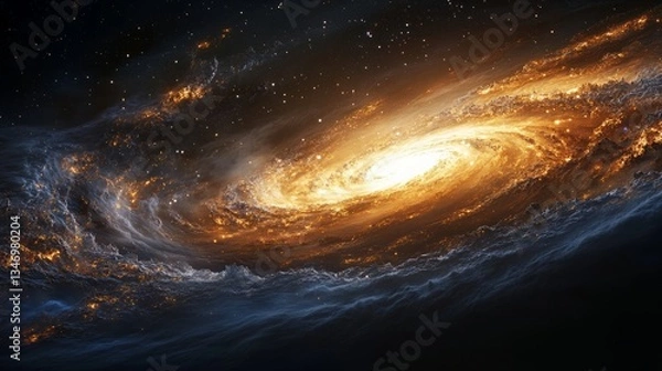 Obraz A time-lapse view of a black hole bending light across the cosmos, creating a surreal visual effect 