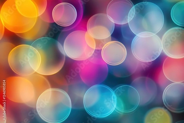 Fototapeta Abstract Colorful Bokeh Background Bright Circles, Vivid Hues, Festive Design