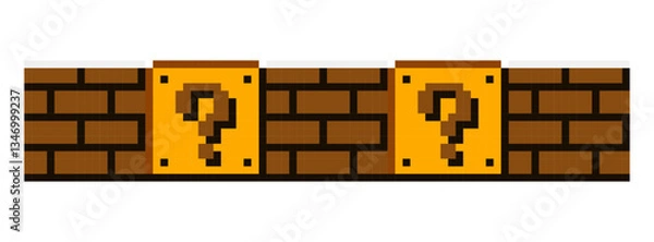 Obraz Retro video game assets. Question blocks illustration. Pixel art style.