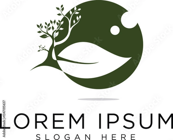 Fototapeta Abstract vibrant tree logo design, root vector - Tree of life logo design inspiration isolated on white background.	