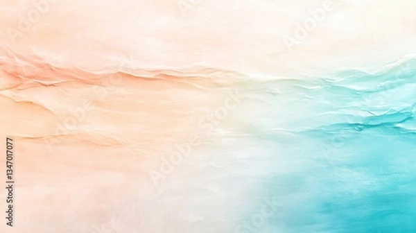 Obraz A soft, pastel-toned background featuring an elegant blend of warm beige and tranquil blue hues, creating a serene, peaceful, and ethereal aesthetic. The smooth, flowing textures give a natural