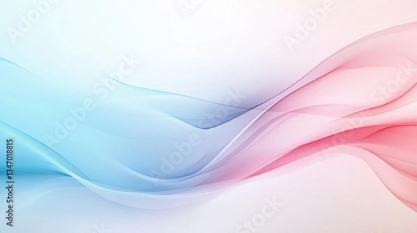Obraz A modern abstract composition featuring smooth, flowing waves in a soft pink and blue gradient. The fluid, glossy texture and pastel colors create a calming and elegant aesthetic, 