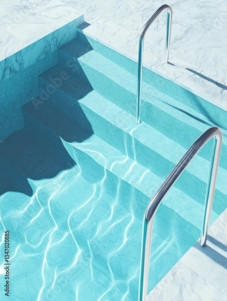 Obraz a creative picture of a pool, the vibe is retro and aesthetic.