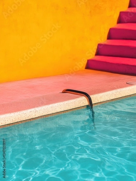 Fototapeta a creative picture of a pool, the vibe is retro and aesthetic.