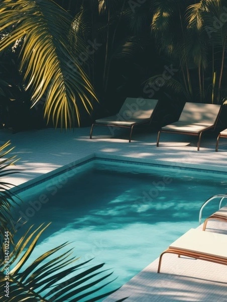 Obraz a creative picture of a pool, the vibe is retro and aesthetic.