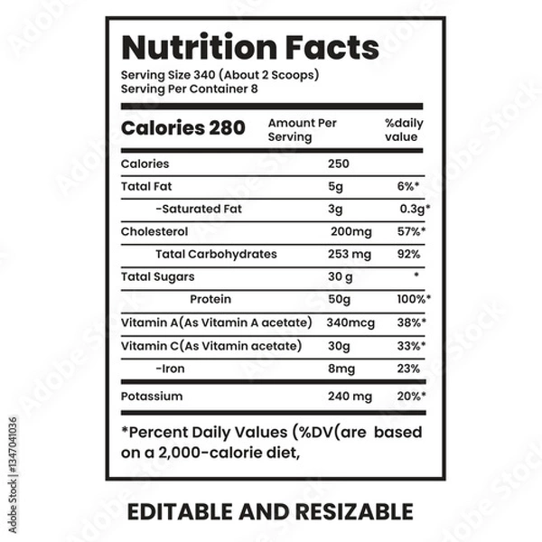 Fototapeta nutrition facts nutrition facts Label supplement facts nutrition Label  vitamin facts template