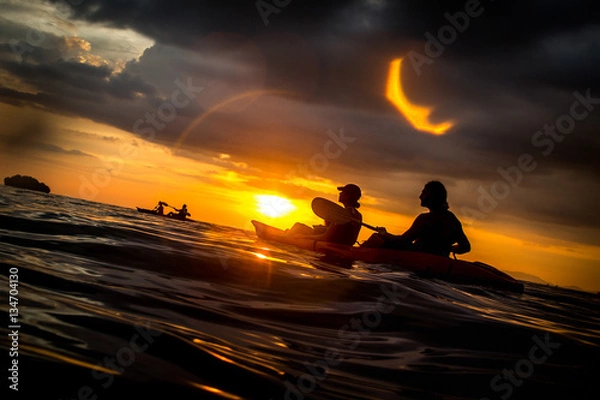 Fototapeta Kayaking at sunset 2
