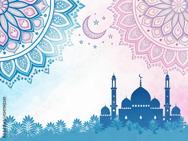 Obraz Beautiful Mosque with Floral Mandala Ornaments
