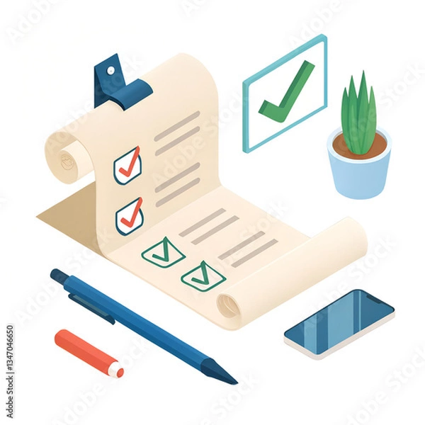 Obraz 3D-rendered checklist illustration 