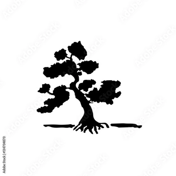 Fototapeta Vector silhouette of bonsai tree.