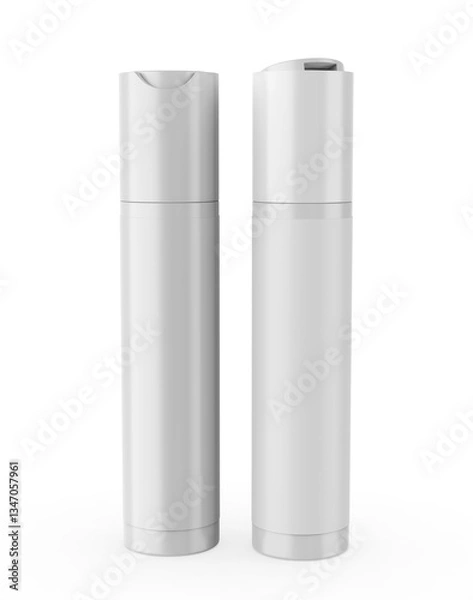 Fototapeta Blank Press Top Cap Cosmetic Container with Label 3d Illustration.