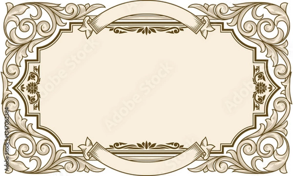 Obraz Drawn decorative ornate retro floral blank scroll template