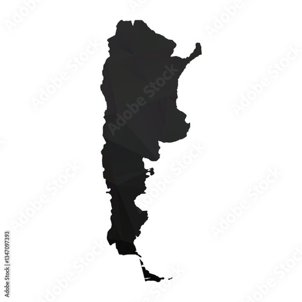 Fototapeta Abstract Polygon - Low Poly Color Black Argentina map. Vector Illustration eps10.	
