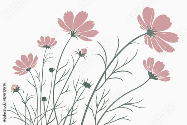Obraz Delicate pink floral vector blooms in a soft background