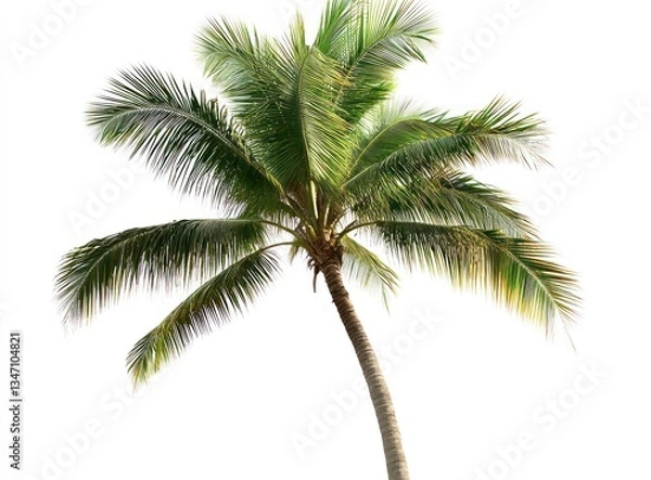 Fototapeta Isolated Palm Tree on White Background for Summer Vacation Projects