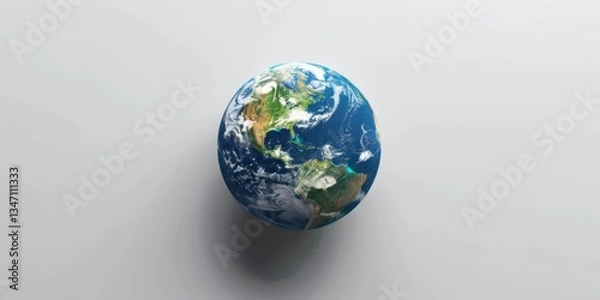 Fototapeta Earth day World Environment Day A simple layered Earth with soft drop shadows, creating a floating effect on a white background.