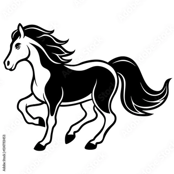 Fototapeta A vector silhouette of a galloping horse, 