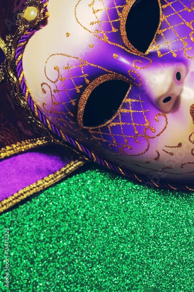 Fototapeta Background for Mardi gras or Fat tuesday with masquerade mask