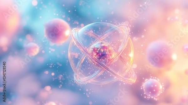 Obraz Abstract atom model illustration in soft pastel colors