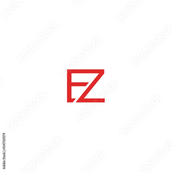 Fototapeta A modern, bold red logo featuring the intertwined letters E and Z, suggesting ease, efficiency, or swift solutions.