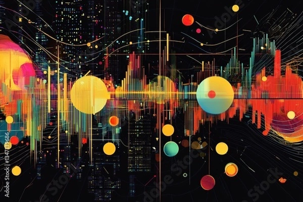 Fototapeta stock market, economic graph with diagrams, business and financial concepts and reports, abstract technology communication concept vector background