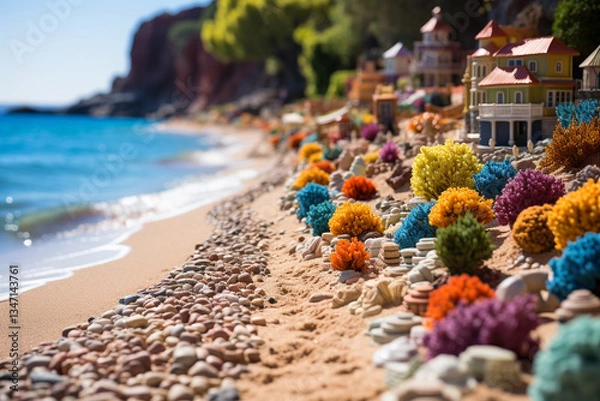 Fototapeta island beach provides visitors with sensory experiences and emotional rejuvenation through sounds of waves, sensation of sand between their toes, and a sense of calmness