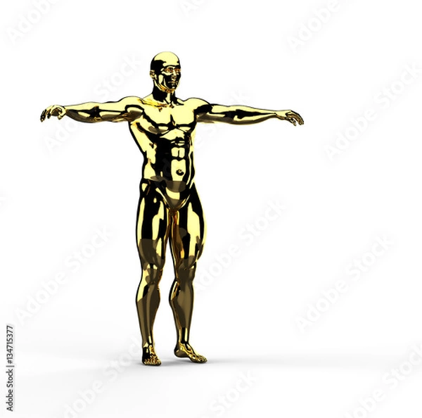 Obraz 3d illustration  golden man