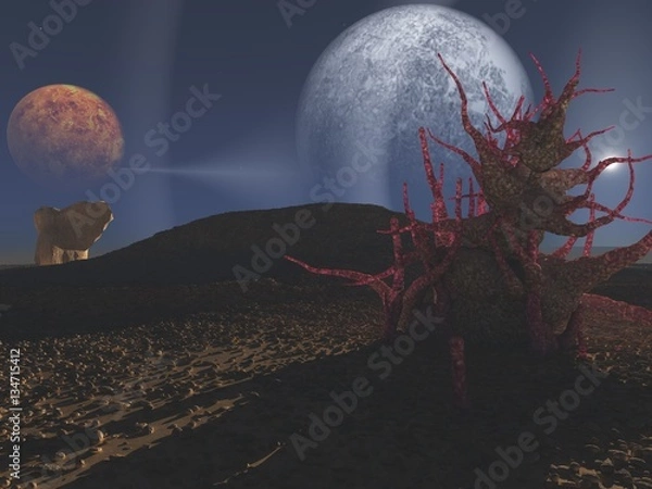 Obraz 3d illustration Science-Fiction landscape