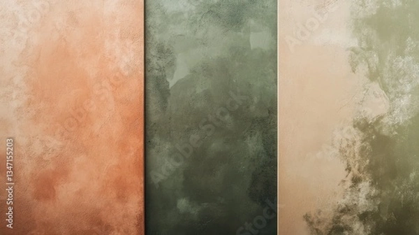 Fototapeta Muted earthy gradient background with soft terracotta, desert sand, and green moss tones abstract wall texture