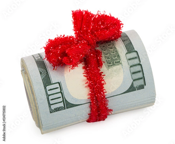 Obraz dollars roll tied up with red ribbon