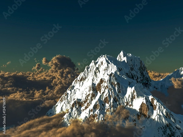 Obraz 3d illustration dramatic alpine landscape