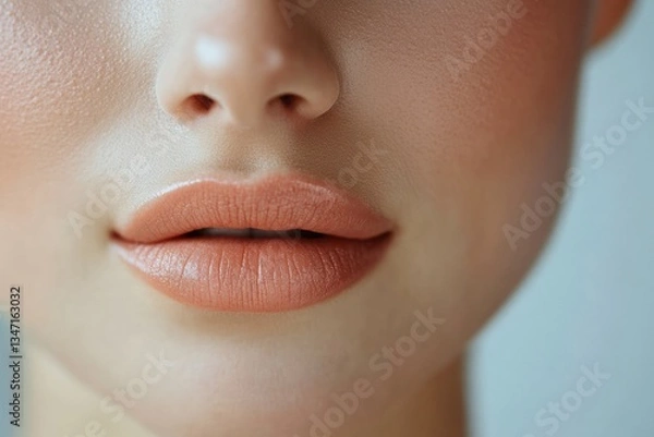 Fototapeta Lips softly pressed together create an elegant and serene expression Generative AI