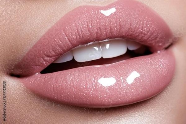 Fototapeta Lips softly pressed together in a mood of elegance and allure Generative AI