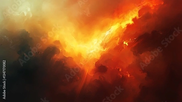 Fototapeta Abstract fiery nebula sky, possibly for a space background, or a surreal cosmic scene