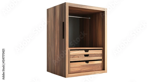 Fototapeta Compact wardrobe with built-in drawers modern design home organization minimalist environment front view