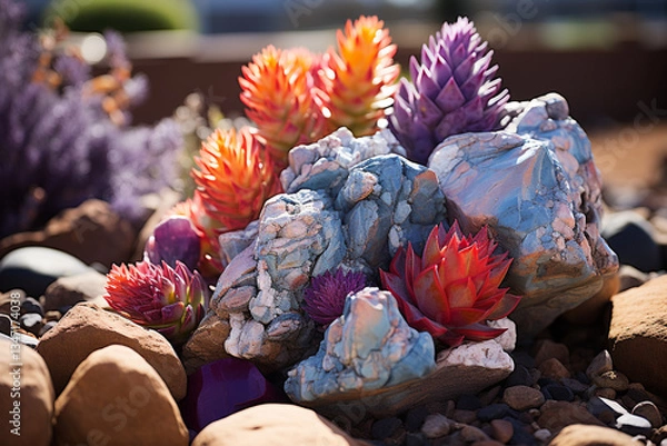 Fototapeta interplay of rocks and nature, as they seamlessly blend into one another, creating a breathtaking garden that molds very essence of landscape