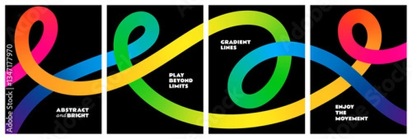 Obraz Abstract Backgrounds Design with Gradient Shapes. Vector Posters with 3D Colorful Lines Graphics. Modern Dynamic Patterns. Minimalist Cover Layout