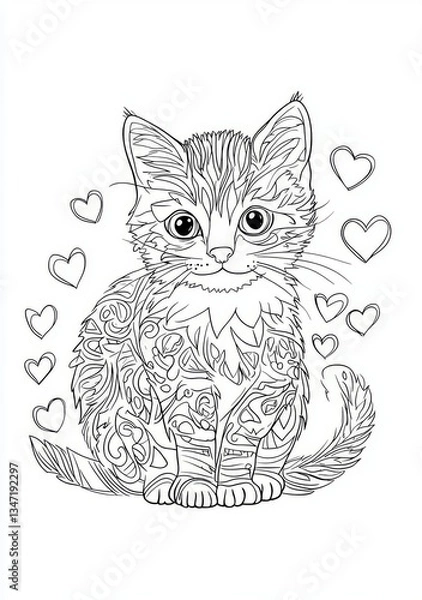 Fototapeta black cat with a bow