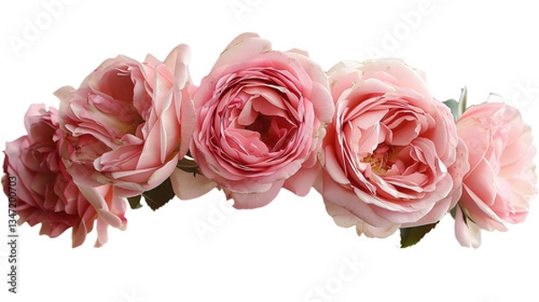 Fototapeta Pink roses flower crown isolated on a transparent background, detailed photo, png 