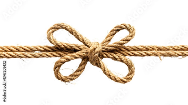 Fototapeta rope with a bow isolated on transparent background, detailed photo, png 