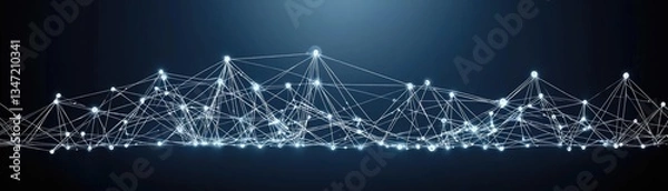 Fototapeta Abstract network connecting points in dark background for technology use