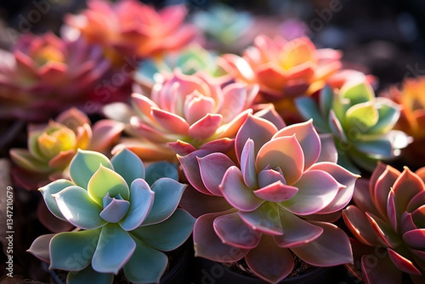 Fototapeta scene showcases play of light and shadow on succulent leaves, emphasizing their water storage capabilities and adaptability to arid environments