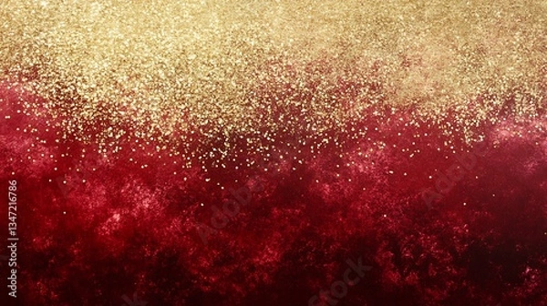 Fototapeta Abstract gold glitter on red background