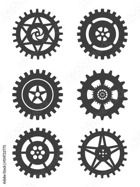 Fototapeta Gears icon set isolated on white background. Vector illustration