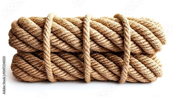 Fototapeta Tightly bound bundles of natural hemp rope create a visually appealing texture perfect for nautical themes, crafting projects, or rustic interior design adding a touch of zen-like